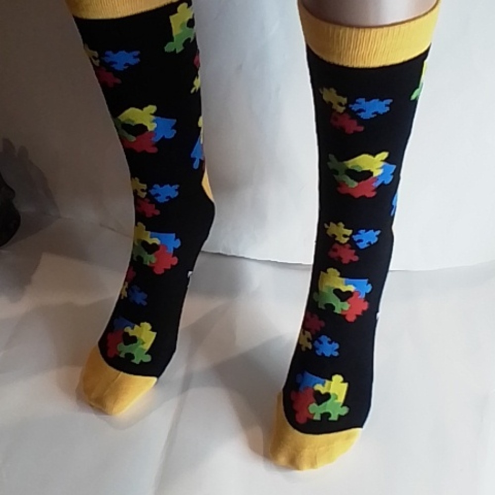 Autism 'Different Is Beautiful' Colorful Puzzle Pattern Socks - Picture 7 of 7